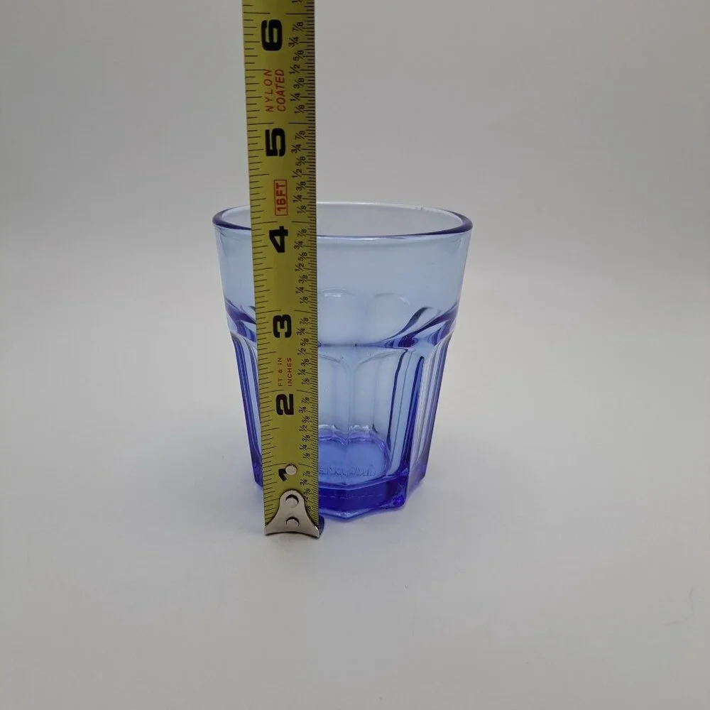 Ikea 9 Panel Tumbler Drinking Glass Blue France